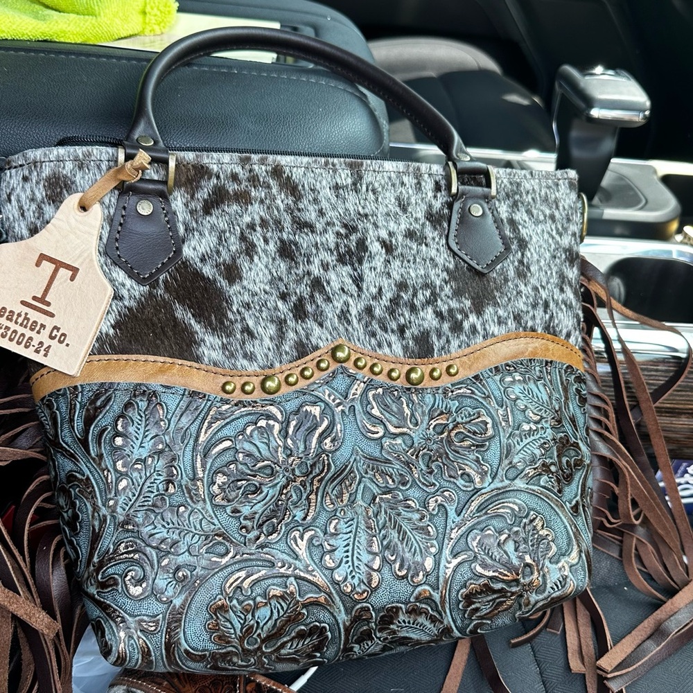 Cowhide hand made purse